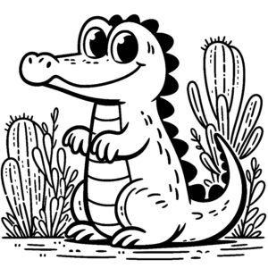 Zabawna kolorowanka z krokodylem