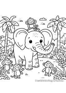 słonie z małpami