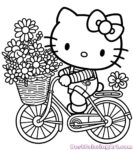 hello kitty na rowerze z kwiatami